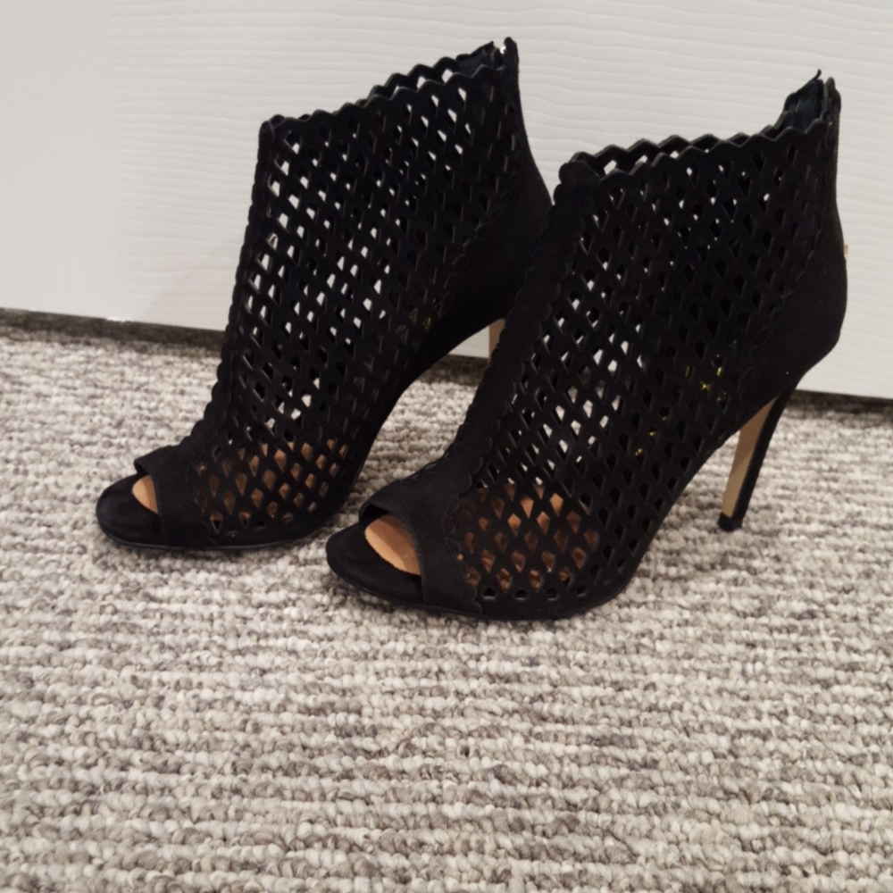 Ivanka Trump Black Laser Cut Booties